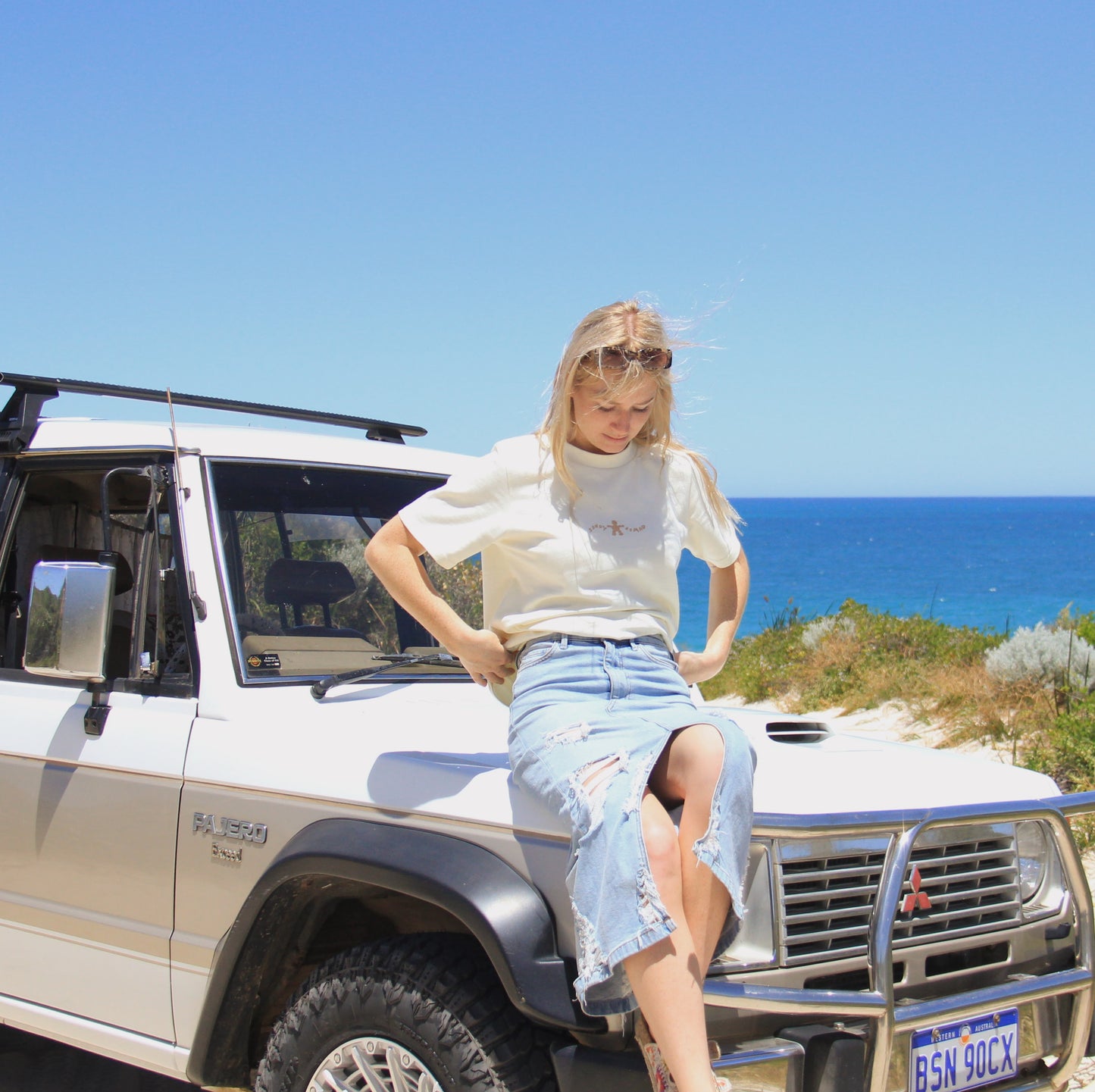 'Off Track' tee (cream)